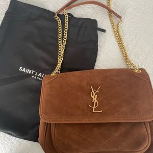 YSL Baby Chain bag in brown suede